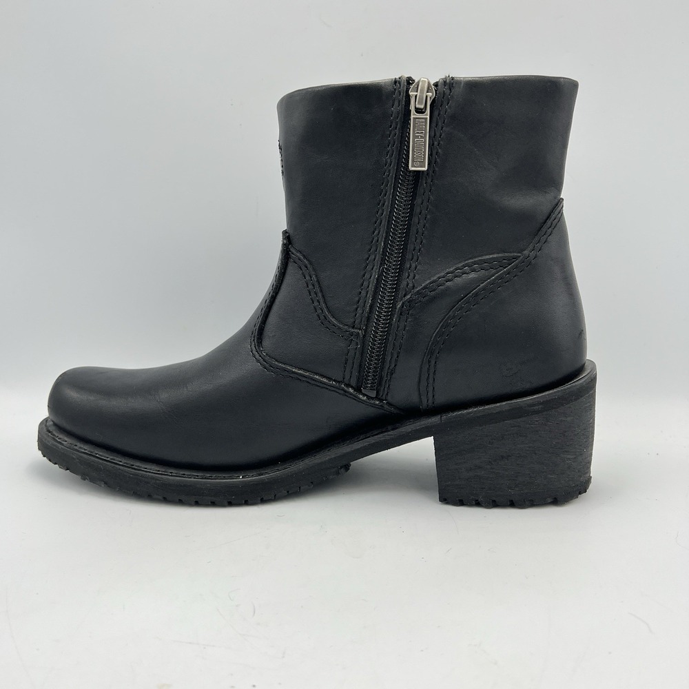 Harley Davidson Boots Womens 9 Black‎ Leather Double Buckle HD Motorcycle - Picture 7 of 10